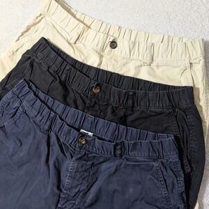 3 Lot Pack! Bearbottom Chino Shorts Mens XL 5.5" Black Beige Blue Stretch Bundle